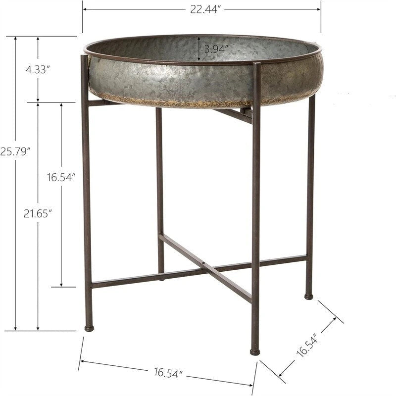 Table d'appoint ronde en métal à 4 pieds - 22,44P x 22,44L x 25,79H