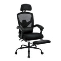 Fauteuil de bureau ergonomique à dossier haut en maille avec support lombaire et repose-pieds escamotable