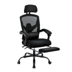 Fauteuil de bureau ergonomique à dossier haut en maille avec support lombaire et repose-pieds escamotable