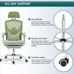 Fauteuil de bureau ergonomique à dossier haut en maille avec support lombaire et repose-pieds escamotable