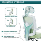 Fauteuil de bureau ergonomique à dossier haut en maille avec support lombaire et repose-pieds escamotable