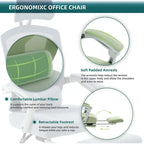 Fauteuil de bureau ergonomique à dossier haut en maille avec support lombaire et repose-pieds escamotable