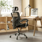 Fauteuil de bureau ergonomique à dossier haut en maille avec support lombaire et repose-pieds escamotable