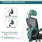 Fauteuil de bureau ergonomique à dossier haut en maille avec support lombaire et repose-pieds escamotable