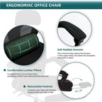 Fauteuil de bureau ergonomique à dossier haut en maille avec support lombaire et repose-pieds escamotable