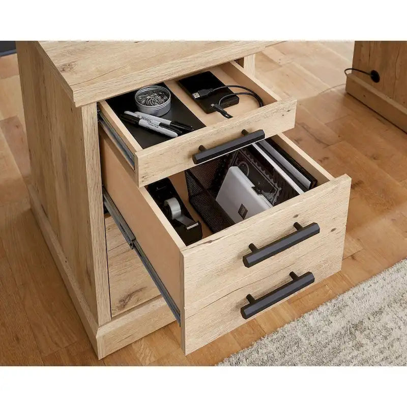 Crédence de bureau de 183 cm avec rangement et tiroir classeur