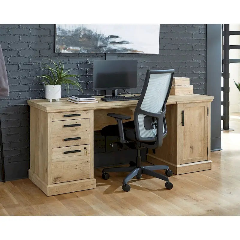 Crédence de bureau de 183 cm avec rangement et tiroir classeur