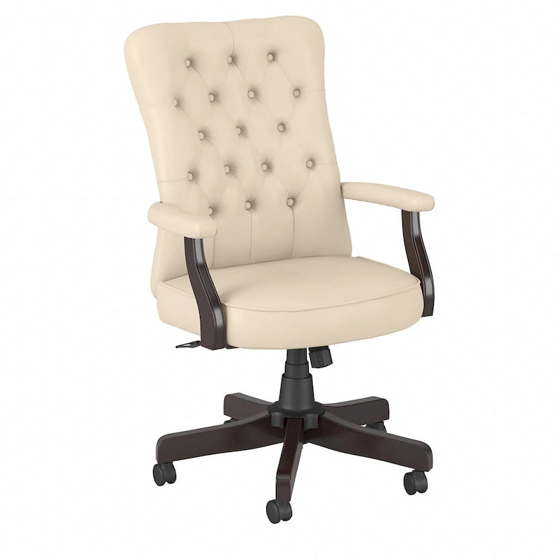 Chaise de bureau capitonnée à dossier haut avec accoudoirs