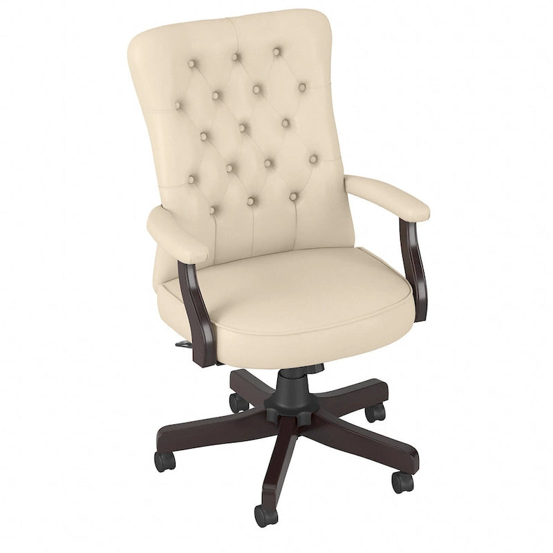 Chaise de bureau capitonnée à dossier haut avec accoudoirs