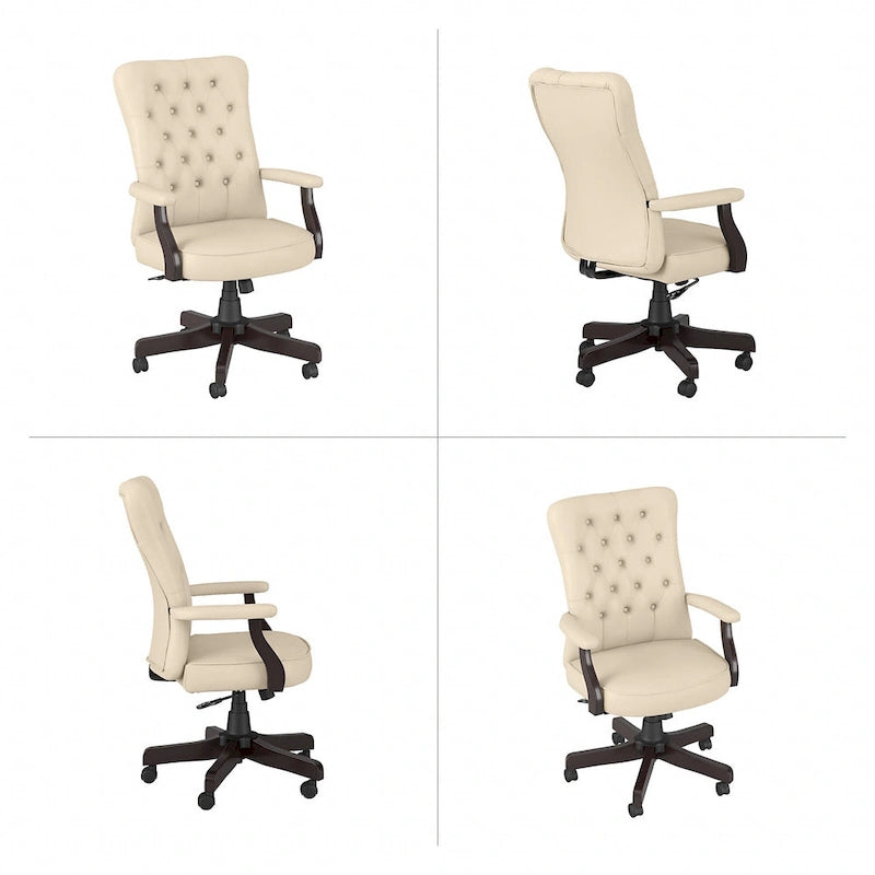 Chaise de bureau capitonnée à dossier haut avec accoudoirs