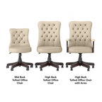 Chaise de bureau capitonnée à dossier haut avec accoudoirs