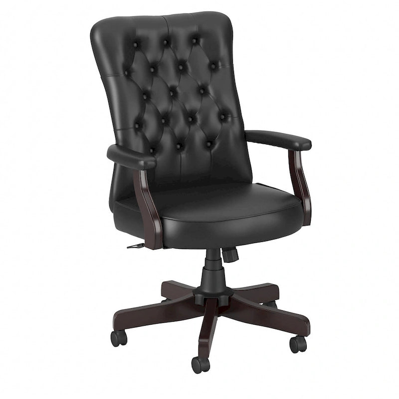 Chaise de bureau capitonnée à dossier haut avec accoudoirs