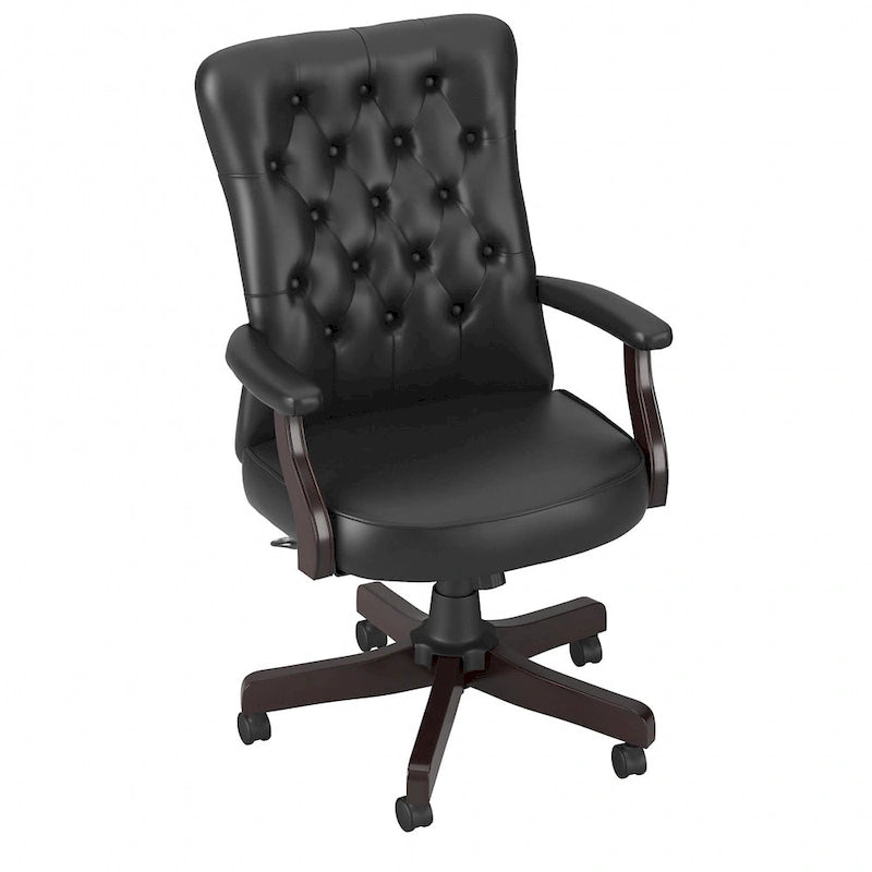 Chaise de bureau capitonnée à dossier haut avec accoudoirs