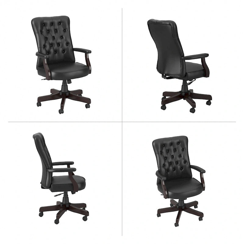 Chaise de bureau capitonnée à dossier haut avec accoudoirs