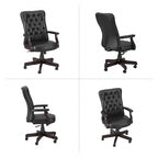 Chaise de bureau capitonnée à dossier haut avec accoudoirs