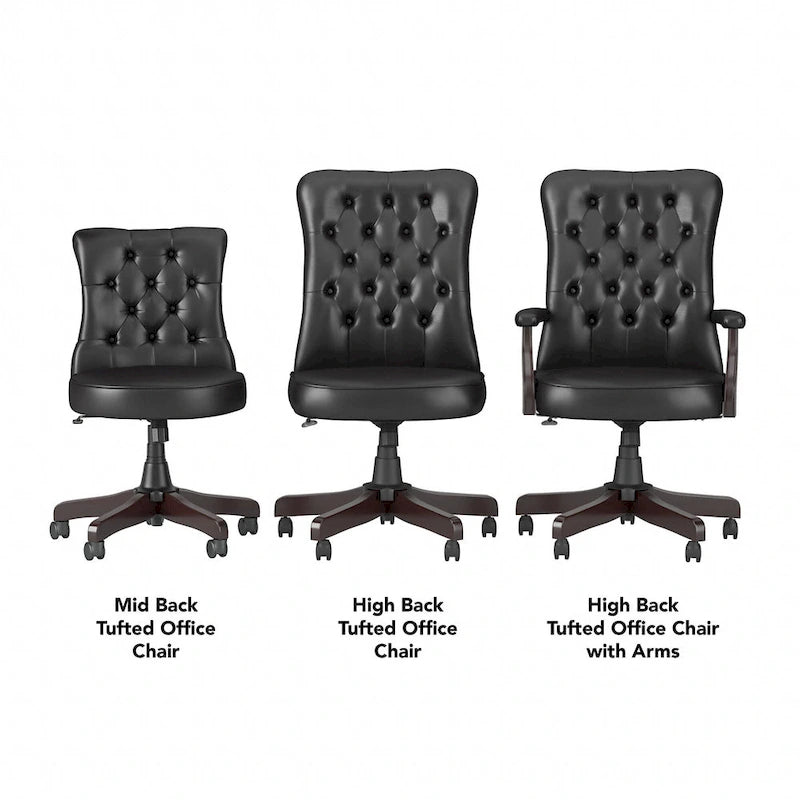 Chaise de bureau capitonnée à dossier haut avec accoudoirs
