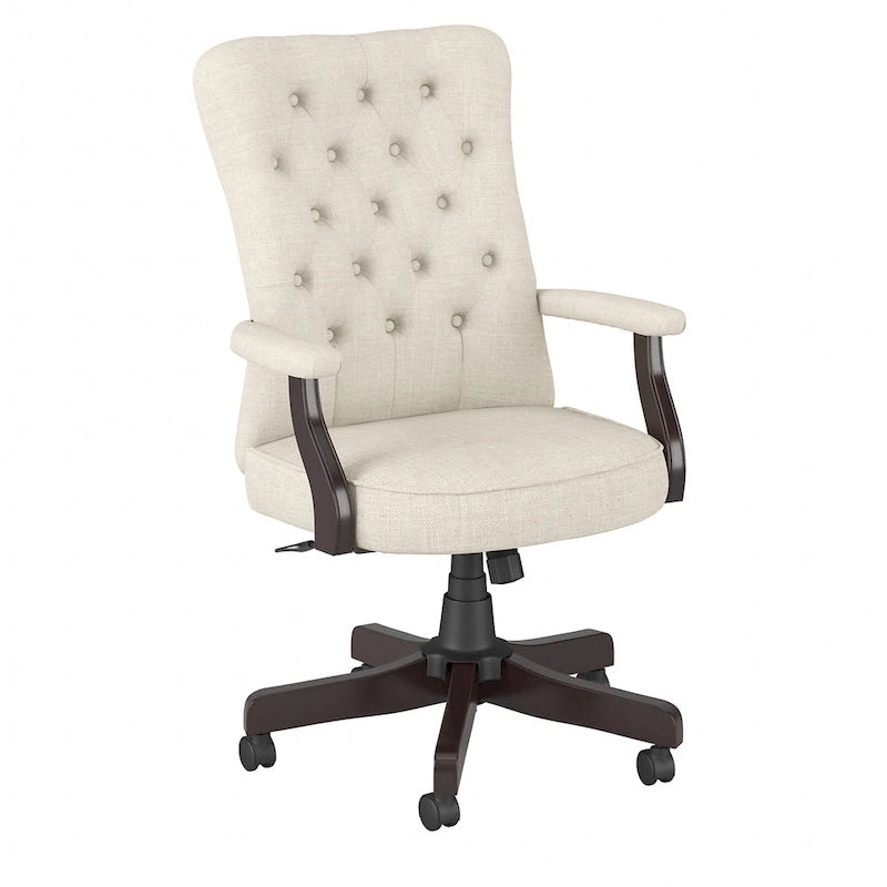 Chaise de bureau capitonnée à dossier haut avec accoudoirs
