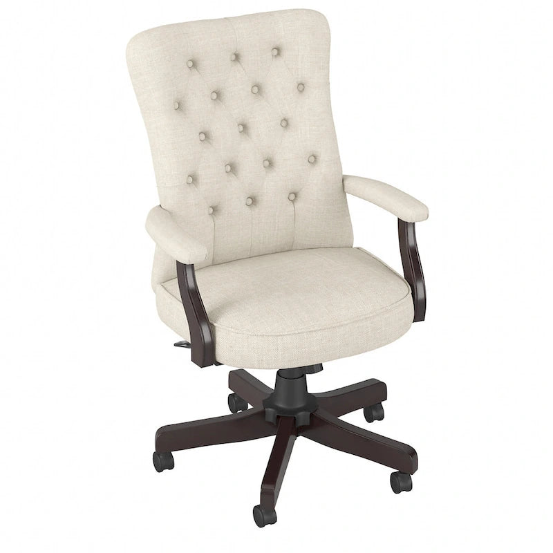 Chaise de bureau capitonnée à dossier haut avec accoudoirs