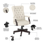 Chaise de bureau capitonnée à dossier haut avec accoudoirs