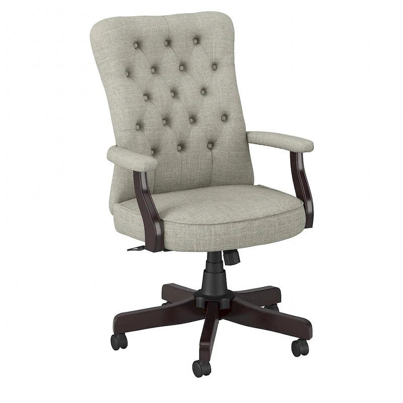 Chaise de bureau capitonnée à dossier haut avec accoudoirs