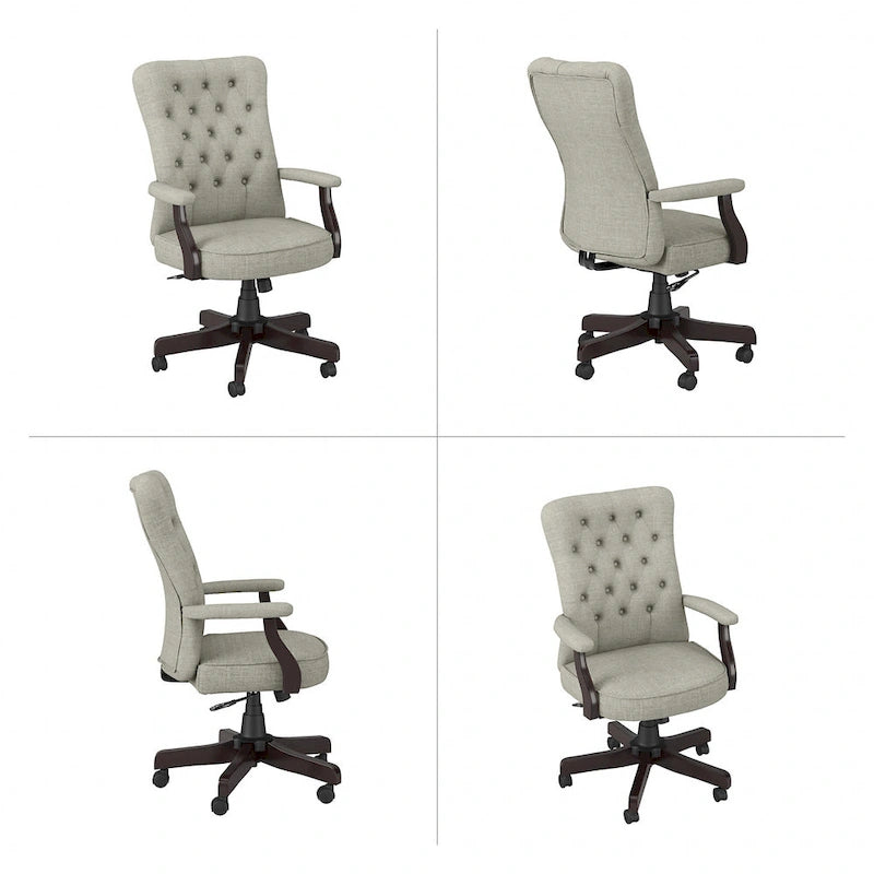 Chaise de bureau capitonnée à dossier haut avec accoudoirs